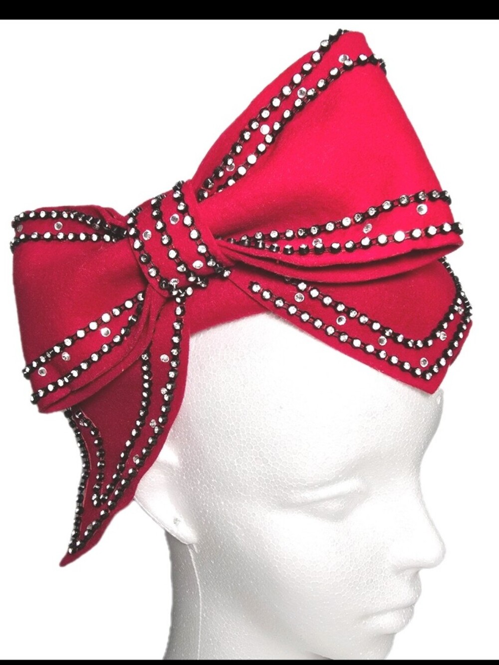 Hopeless Romantic 100% Wool  Red Church Wedding Derby Fascinator Hat with Bow